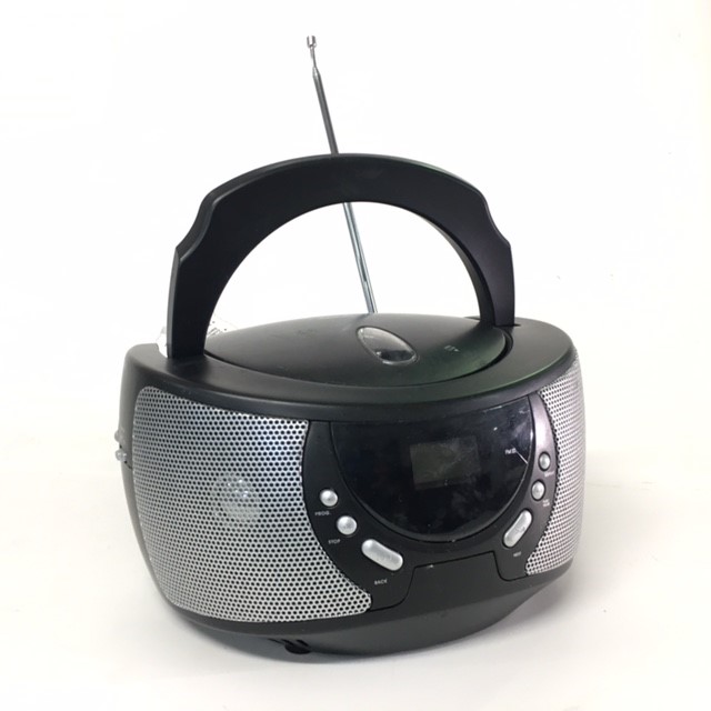 RADIO, Boombox - Small Round Black & Silver BASE